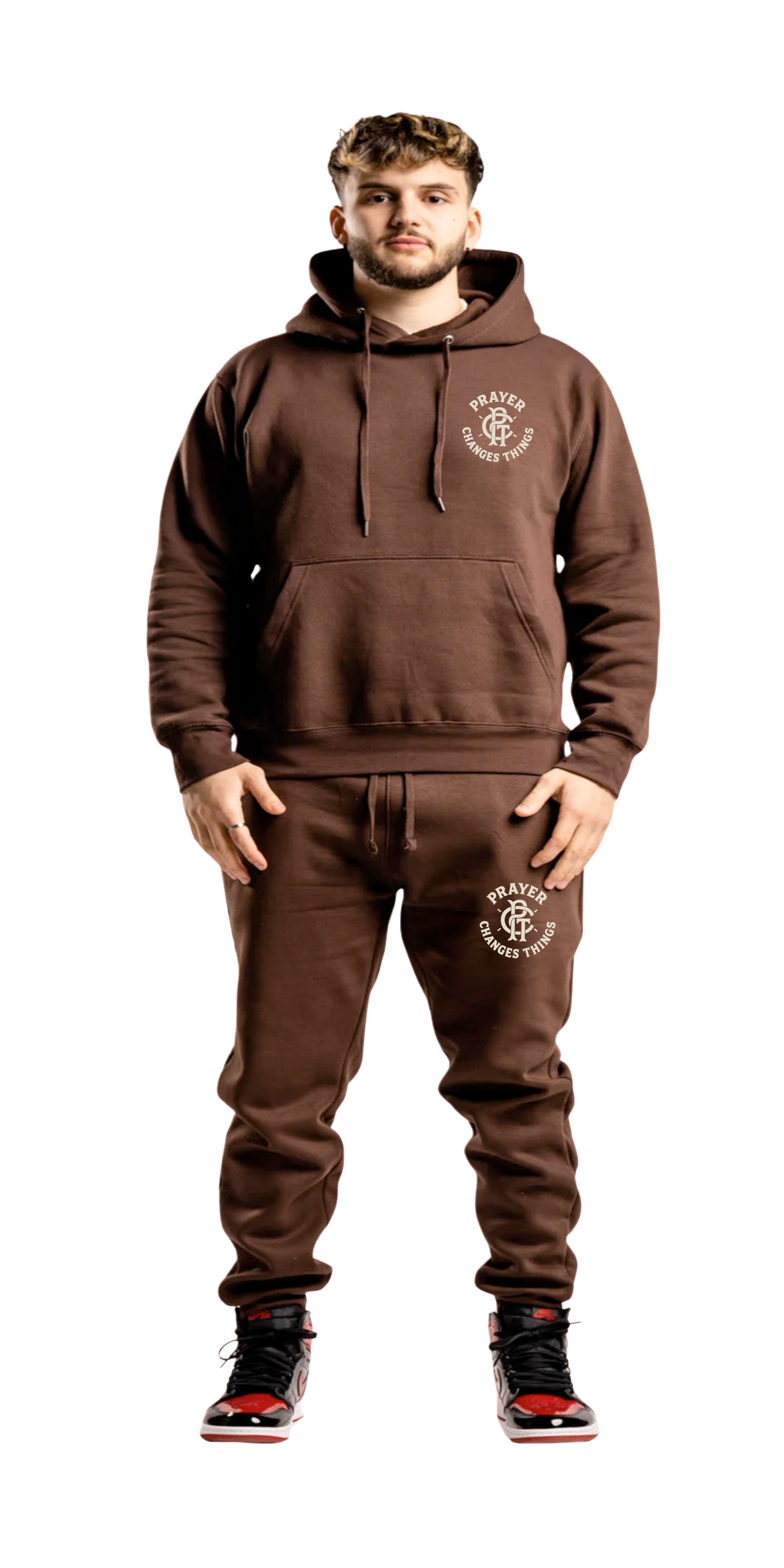 "Mocha" Prayer Changes Things Jogger Set