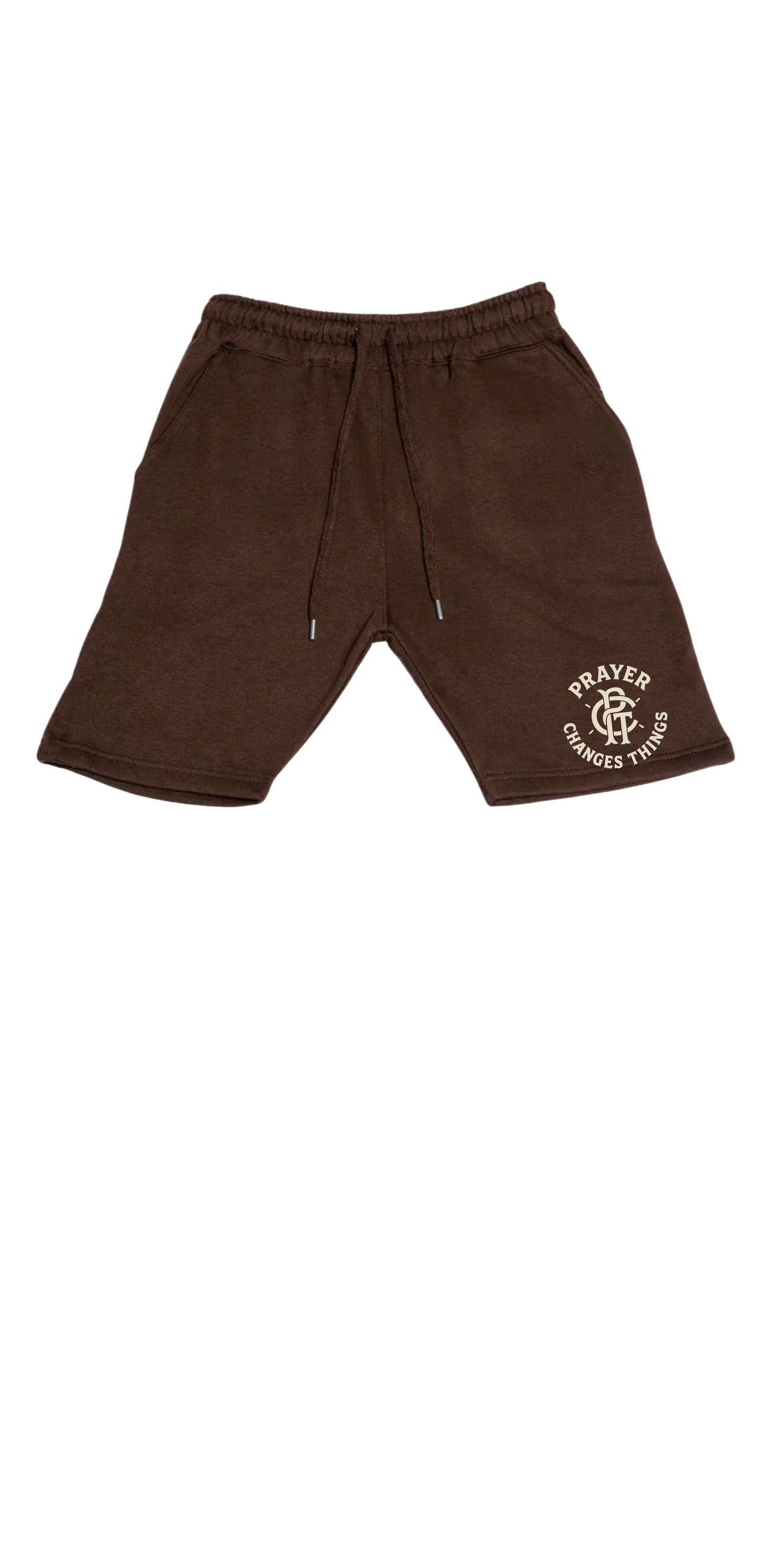 "Mocha" Prayer Changes Things Jogger Shorts