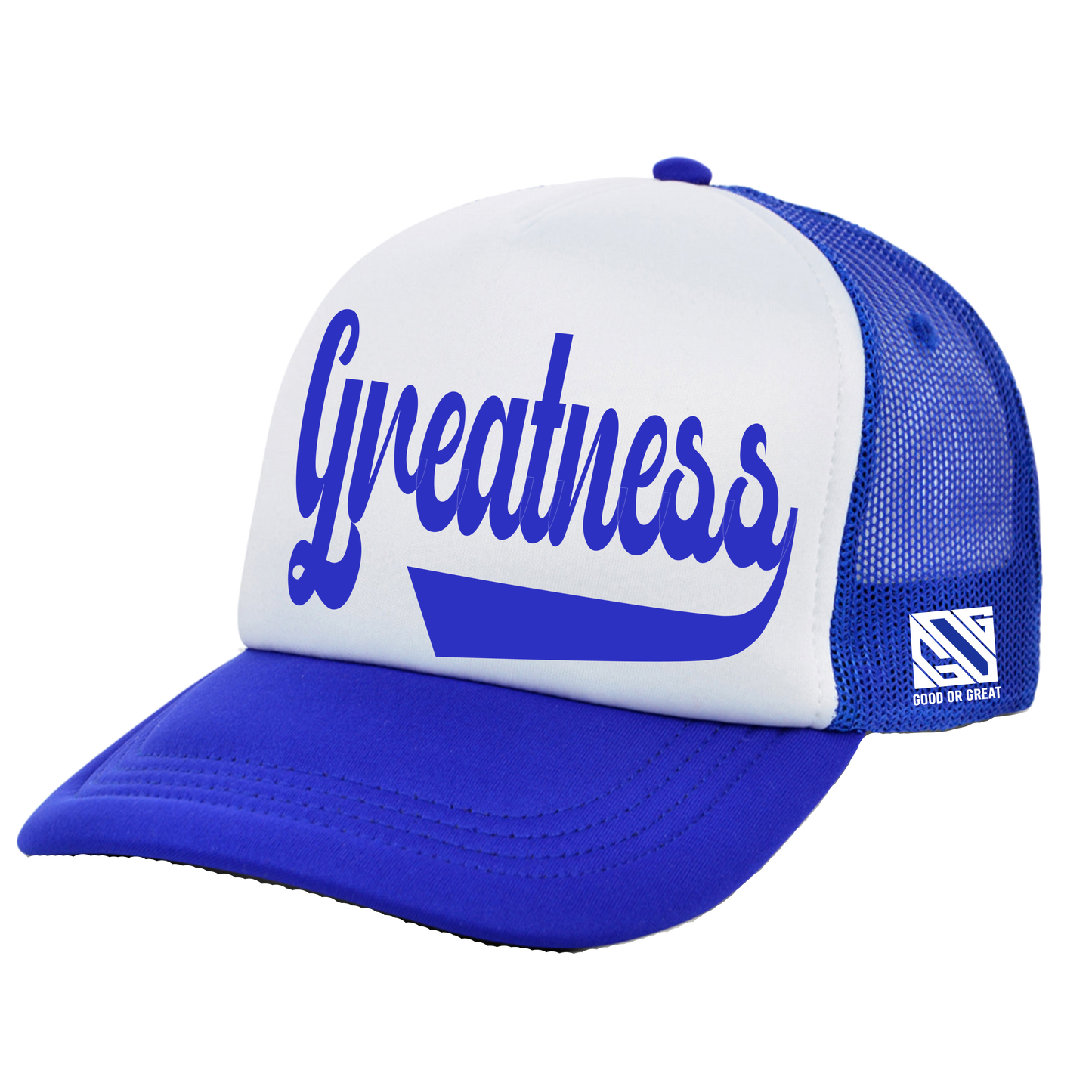 Greatness Trucker Hat (Royal Glow In The Dark)