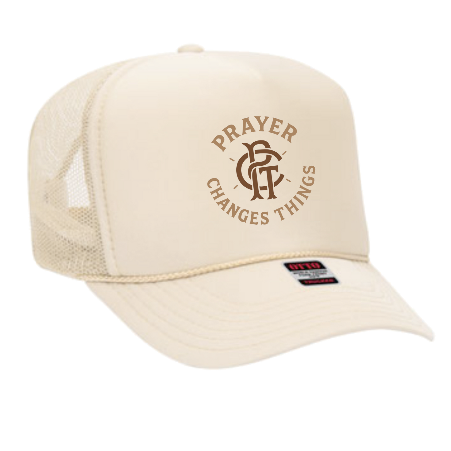 Prayer Changes Things Trucker Hat (Cream & Sugar)