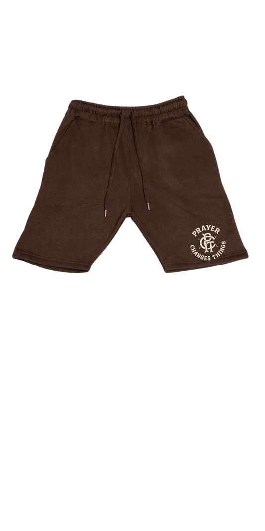 "Mocha" Prayer Changes Things Jogger Shorts