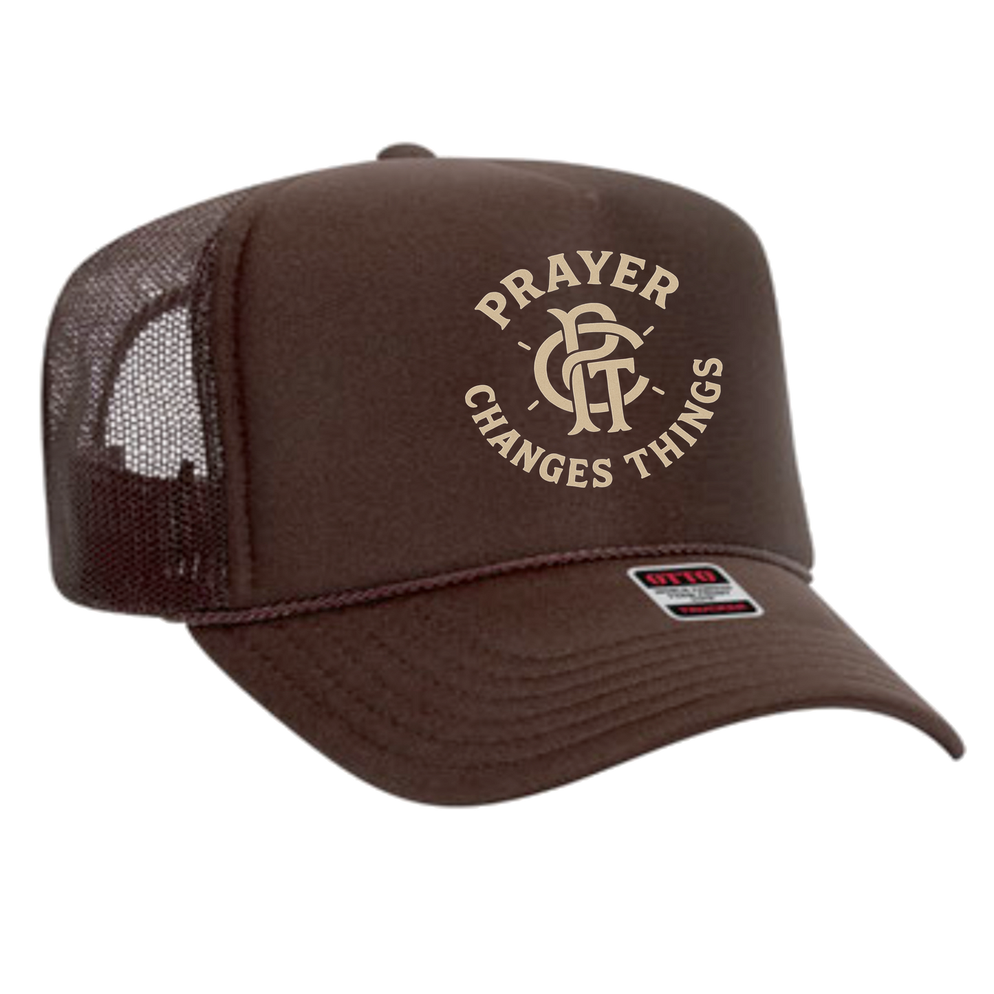 Prayer Changes Things Trucker Hat (Dark Roast)