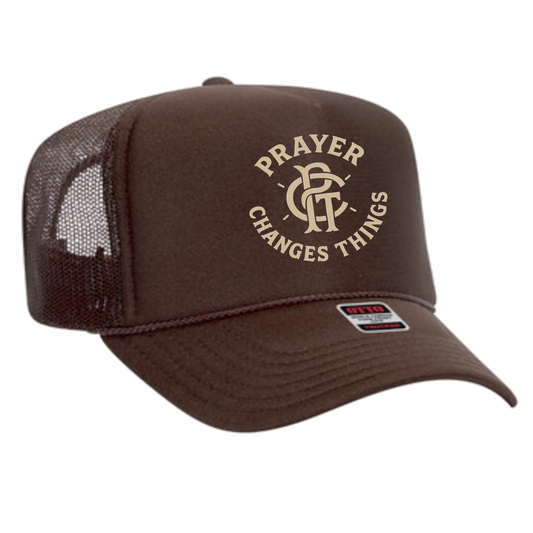 Prayer Changes Things Trucker Hat (Dark Roast)